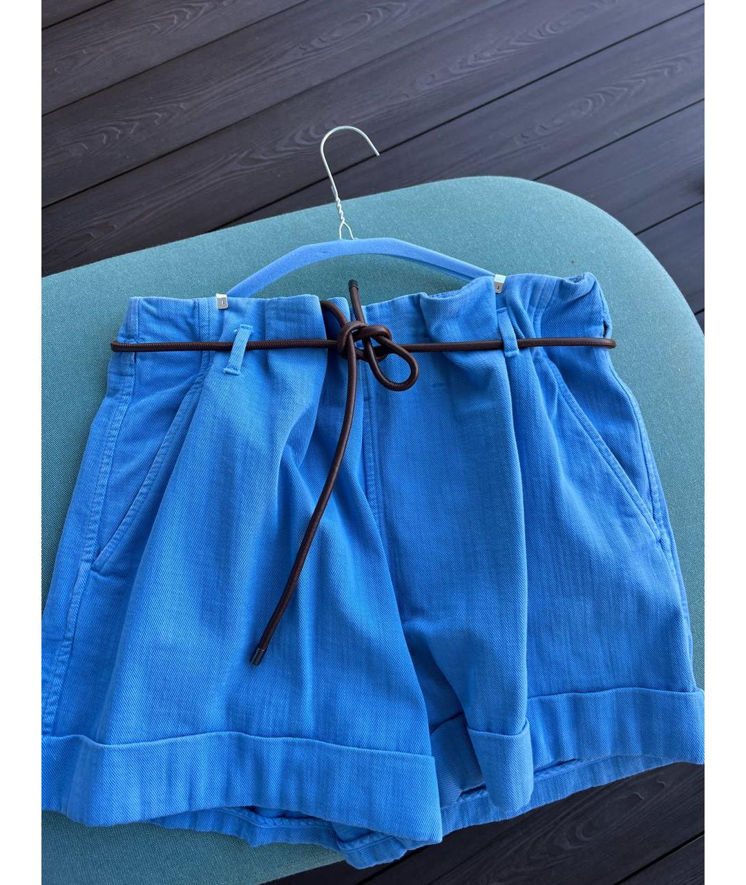 BRUNELLO CUCINELLI Голубые хлопковые шорты, фото 3