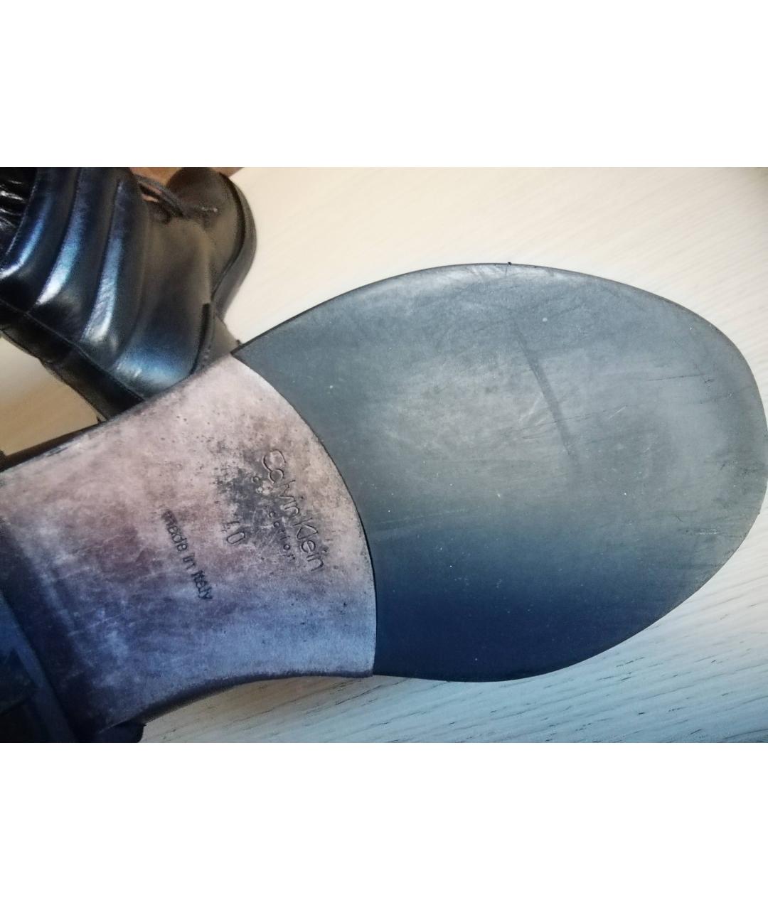 CALVIN KLEIN Черные кожаные высокие ботинки, фото 6