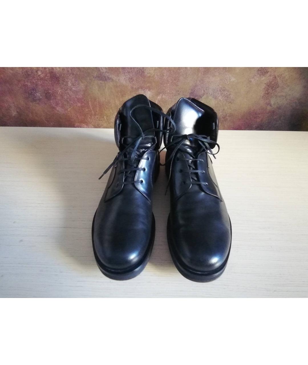 CALVIN KLEIN Черные кожаные высокие ботинки, фото 2