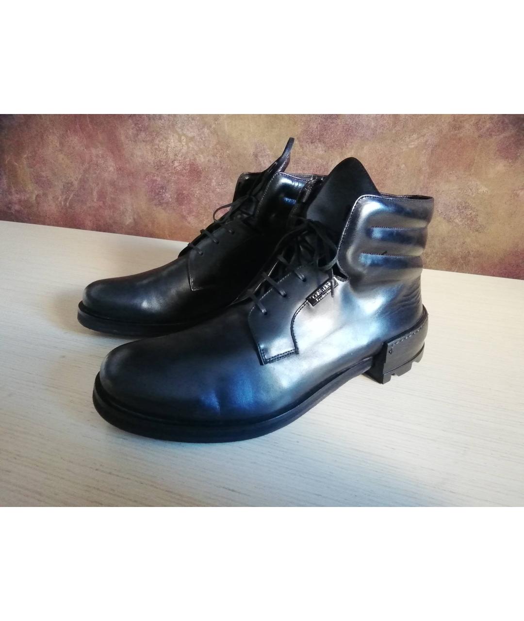CALVIN KLEIN Черные кожаные высокие ботинки, фото 3