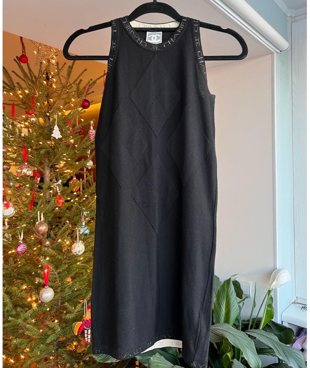 CHANEL PRE-OWNED Черное шерстяное повседневное платье, фото 6