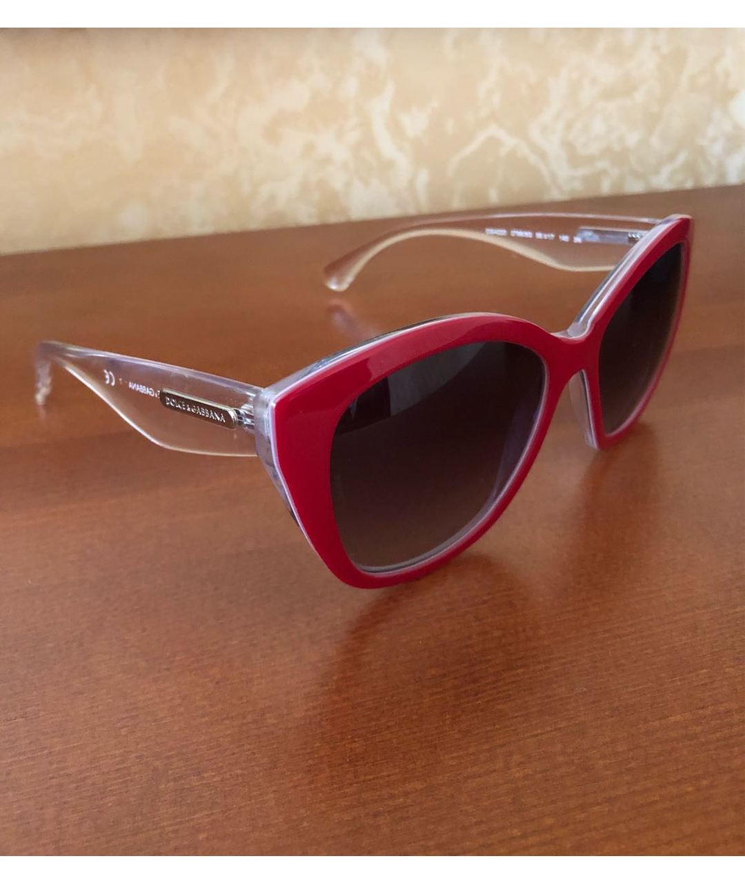 DOLCE&GABBANA Красные пластиковые солнцезащитные очки, фото 2