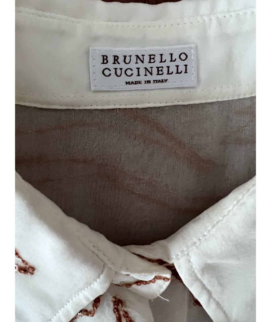 BRUNELLO CUCINELLI Белая шелковая блузы, фото 2
