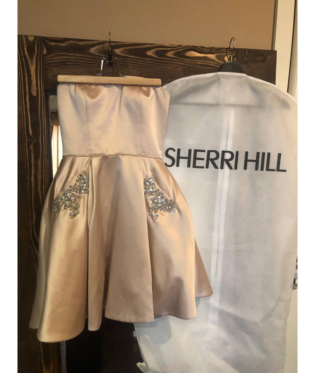 SHERRI HILL Бежевое коктейльное платье, фото 8