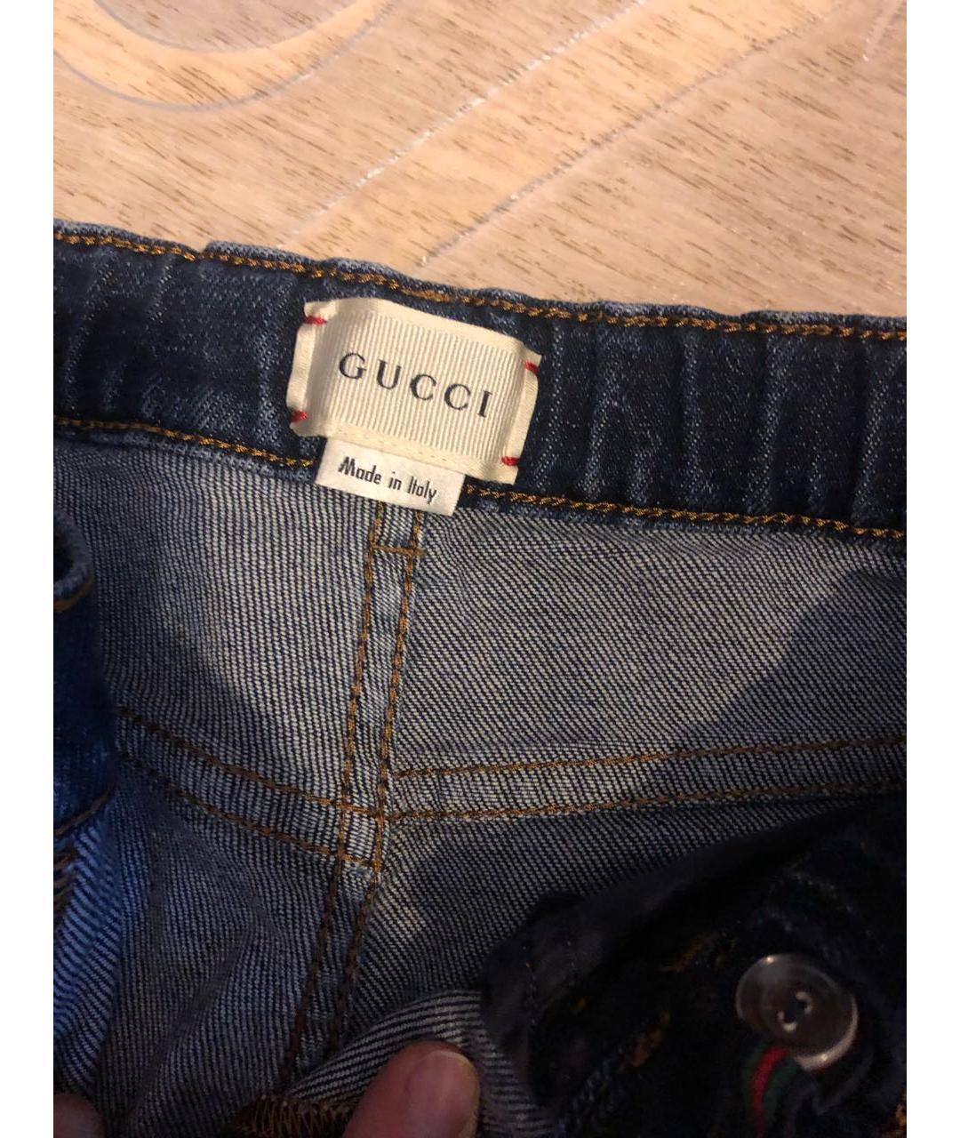 GUCCI KIDS Темно-синие хлопковые детские джинсы, фото 2