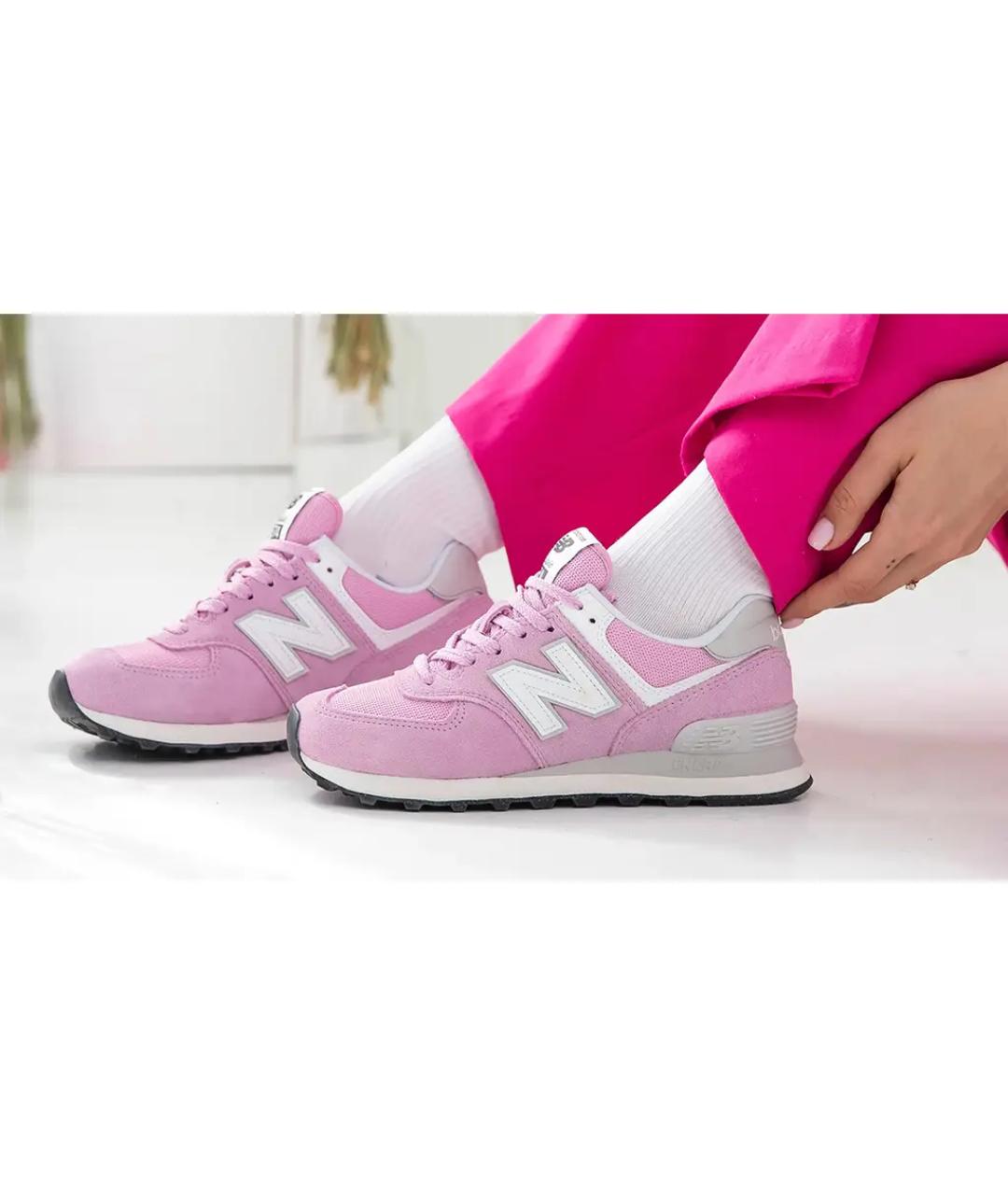 NEW BALANCE Розовые замшевые низкие кроссовки / кеды, фото 2