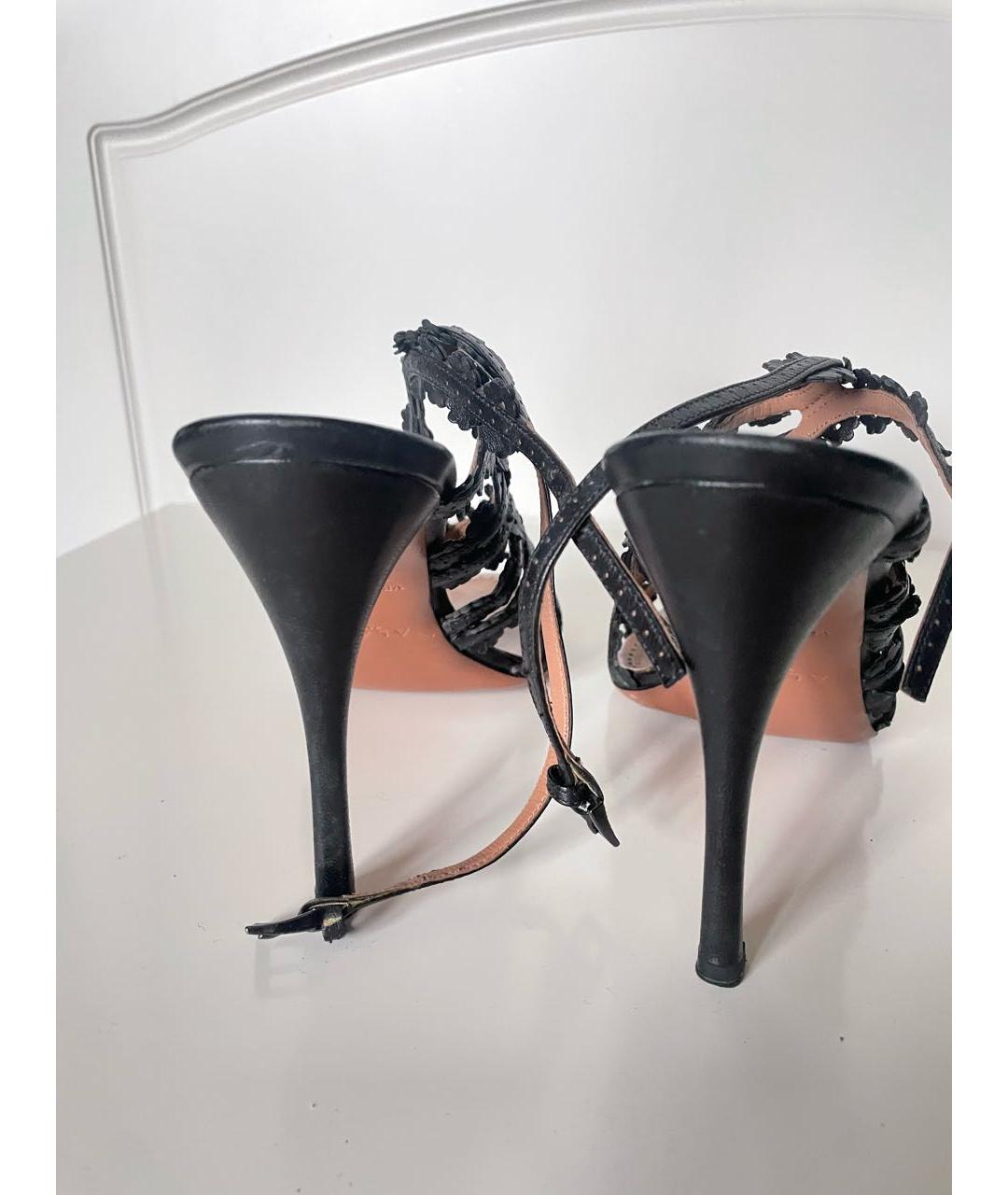 ALAIA Черные кожаные босоножки, фото 4