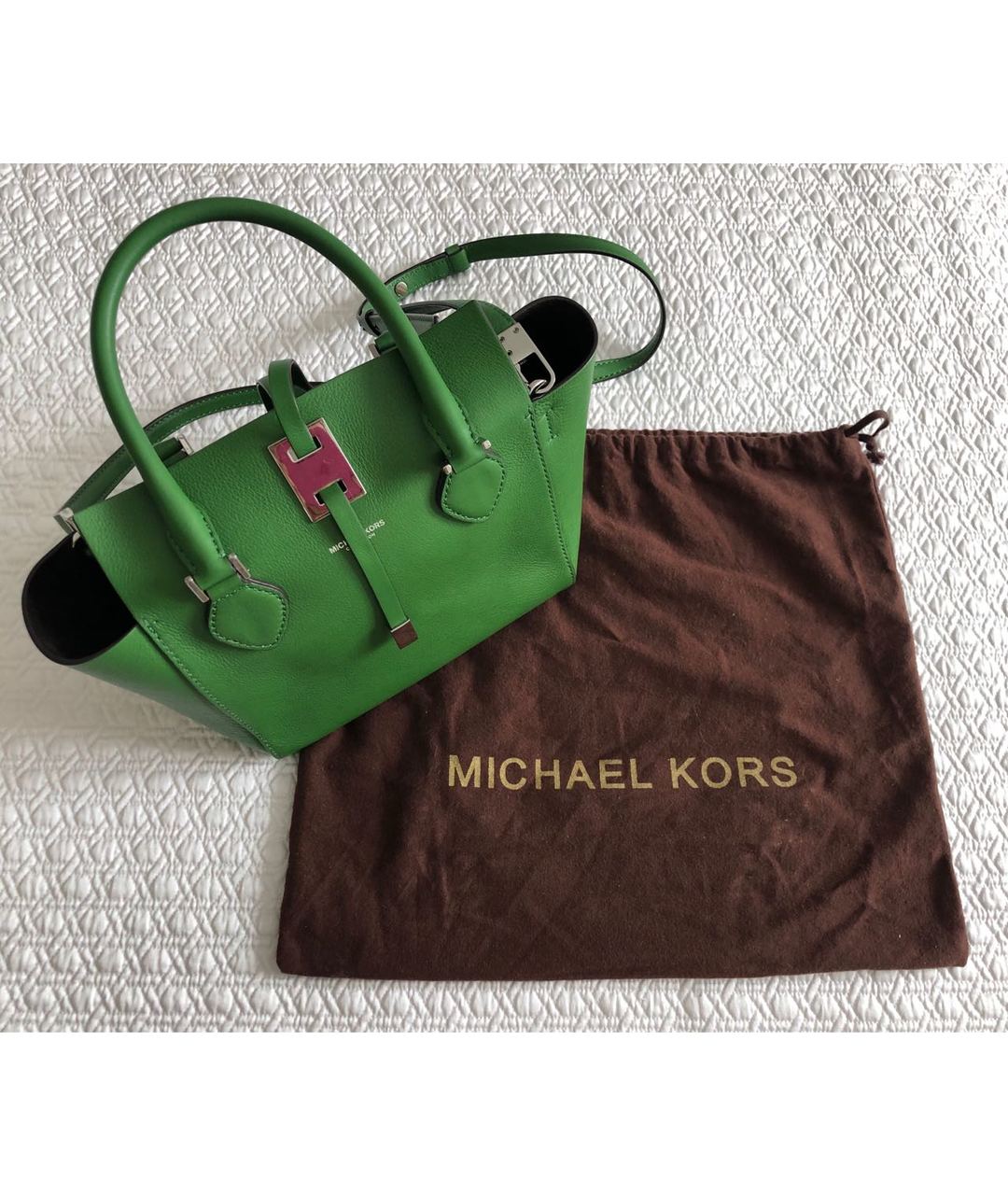 MICHAEL KORS COLLECTION Зеленая кожаная сумка тоут, фото 8