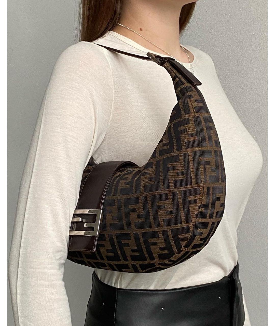 FENDI Коричневая синтетическая сумка тоут, фото 4