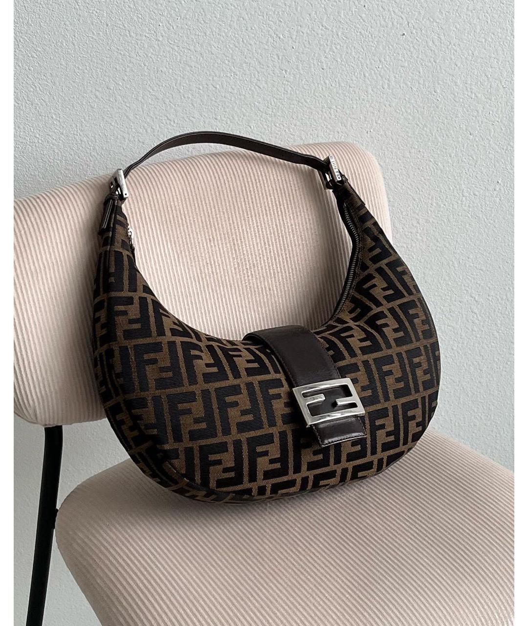 FENDI Коричневая синтетическая сумка тоут, фото 3