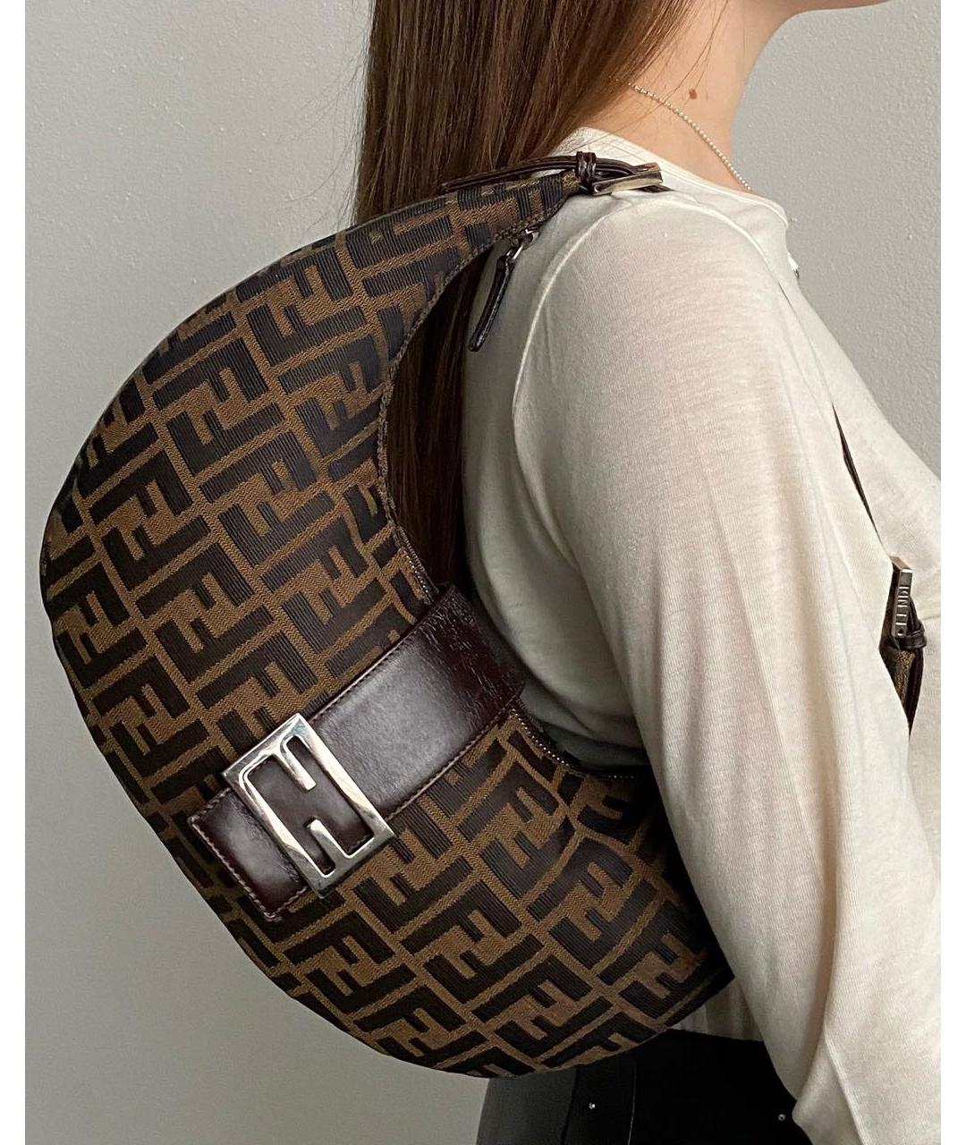 FENDI Коричневая синтетическая сумка тоут, фото 5