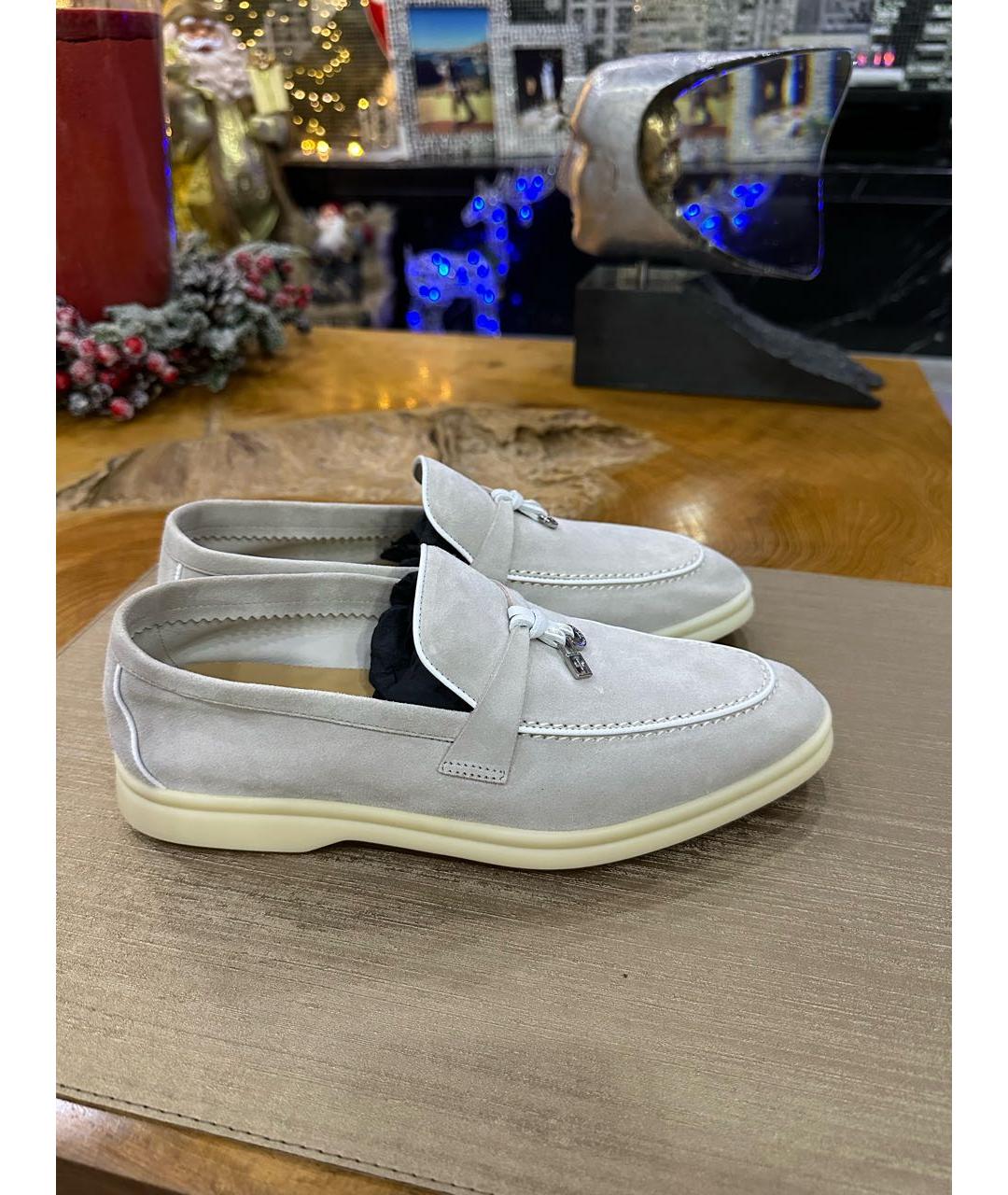 LORO PIANA Серые замшевые лоферы, фото 7