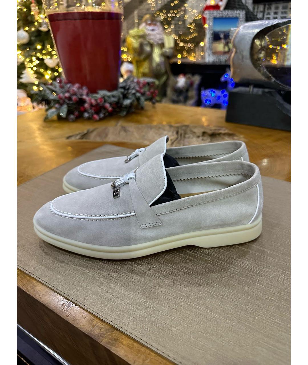 LORO PIANA Серые замшевые лоферы, фото 5