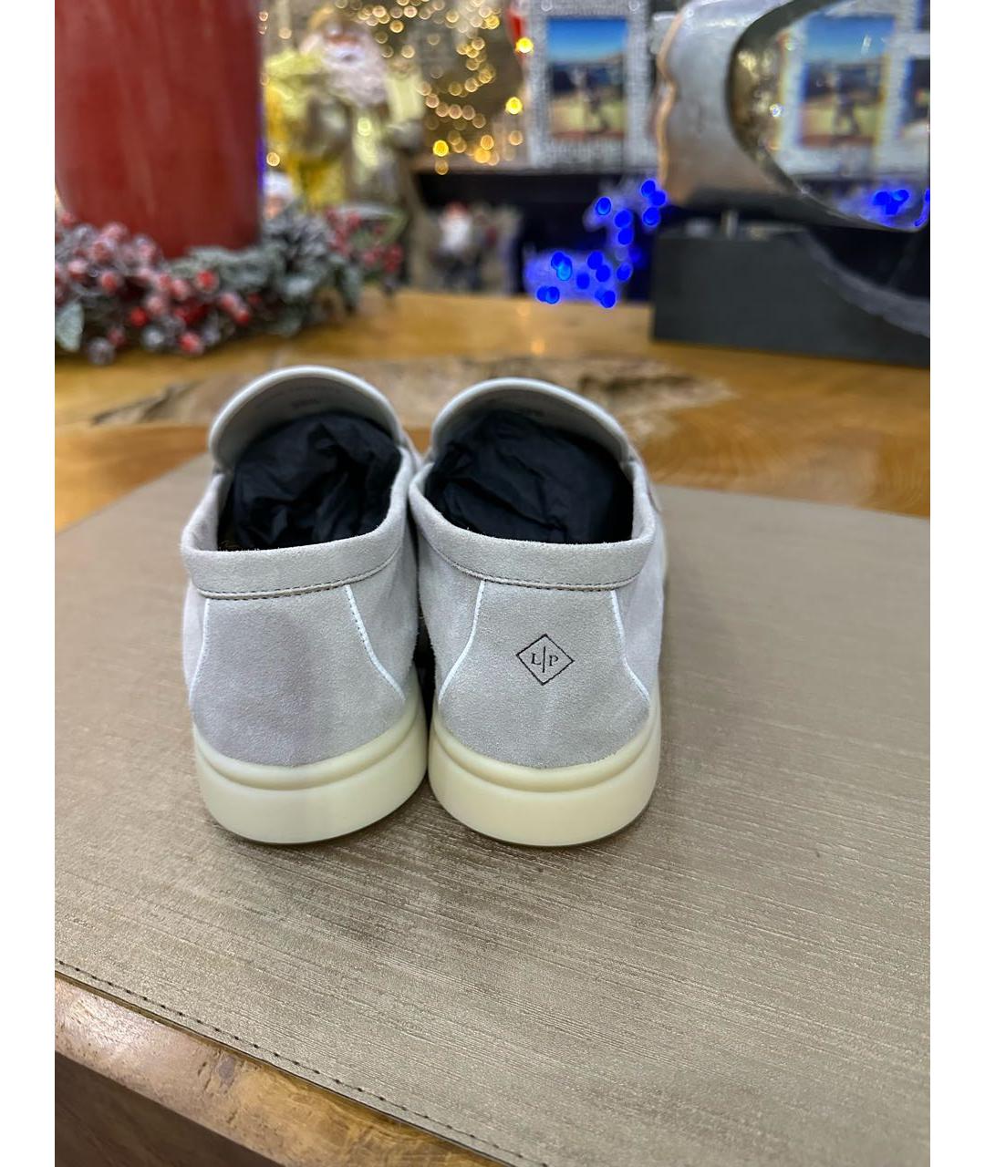 LORO PIANA Серые замшевые лоферы, фото 4