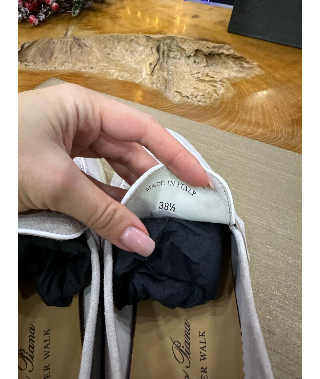 LORO PIANA Серые замшевые лоферы, фото 3