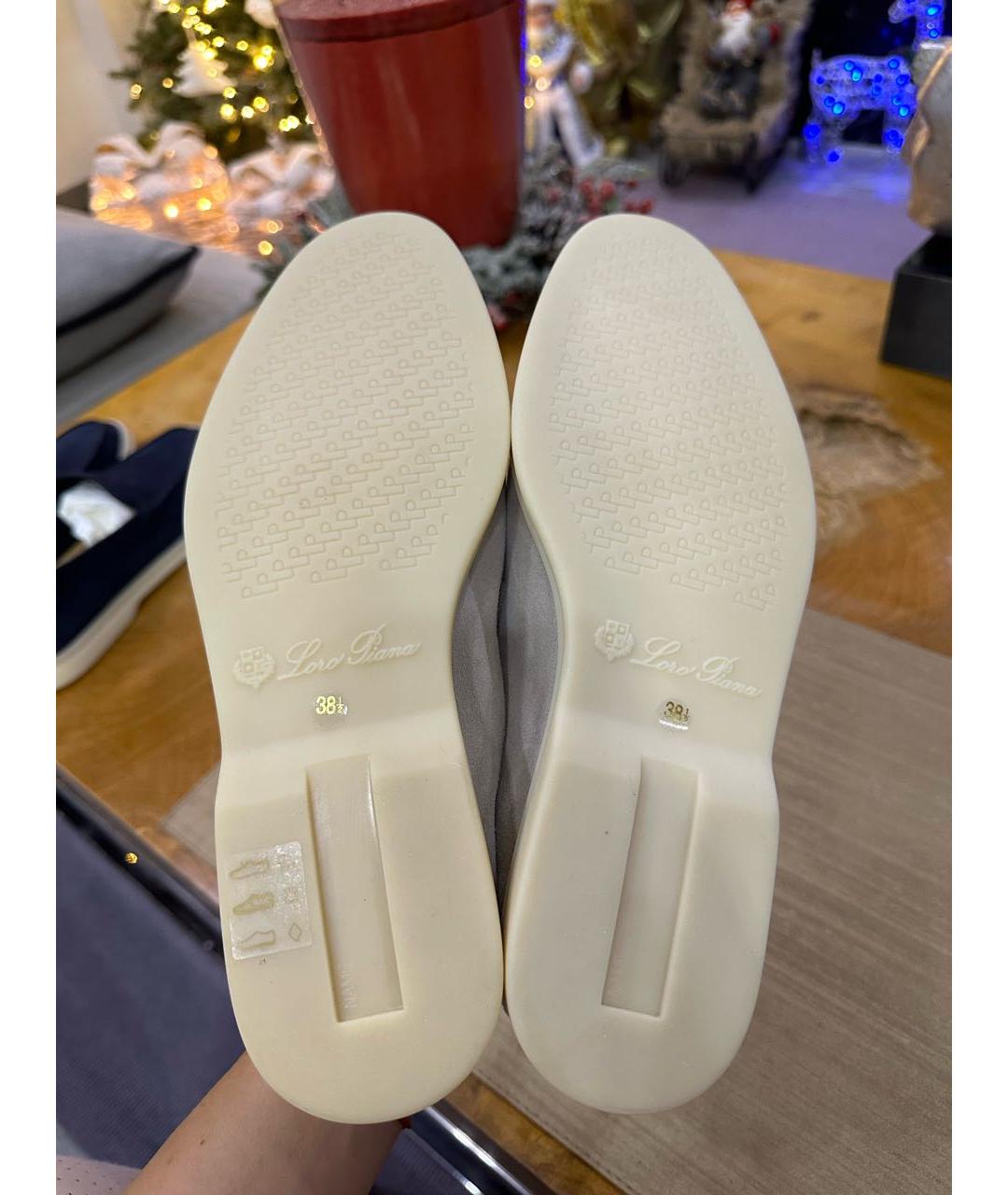 LORO PIANA Серые замшевые лоферы, фото 6