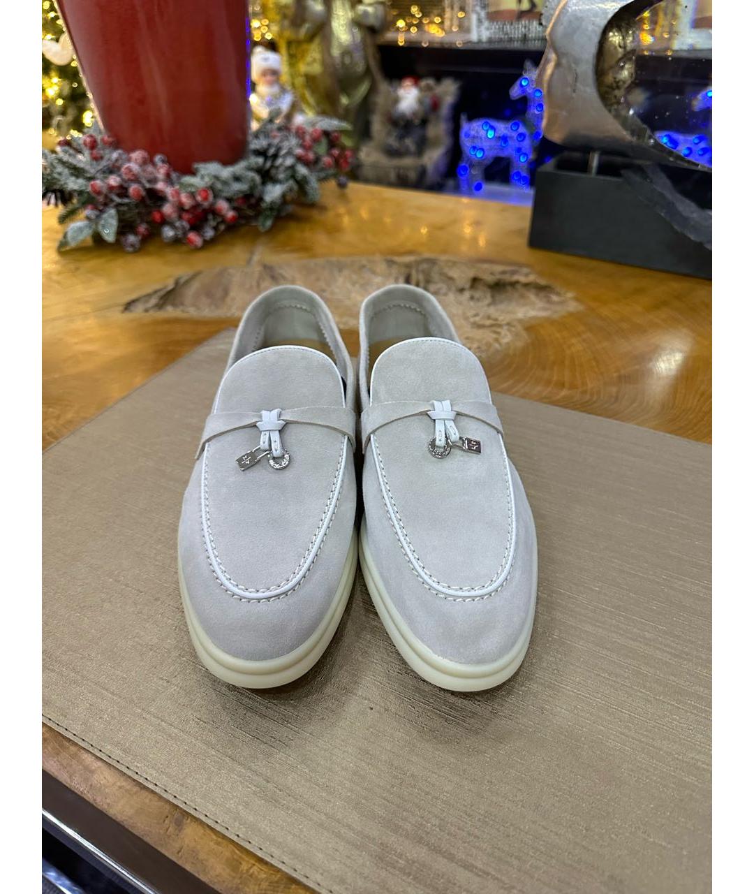 LORO PIANA Серые замшевые лоферы, фото 2