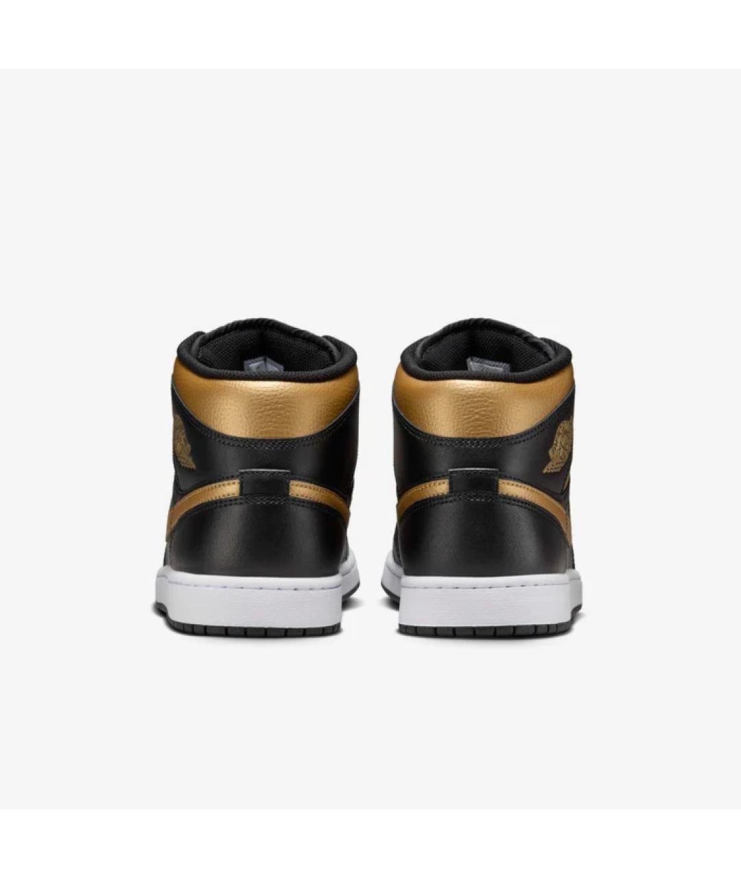 JORDAN Черные кожаные высокие кроссовки / кеды, фото 4