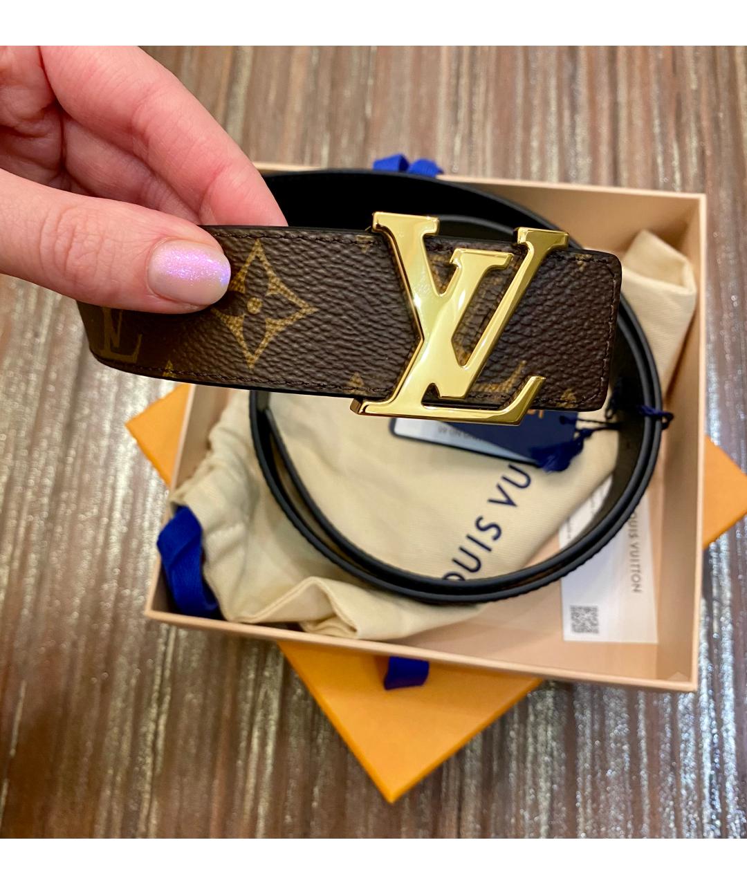 LOUIS VUITTON Коричневый кожаный ремень, фото 2