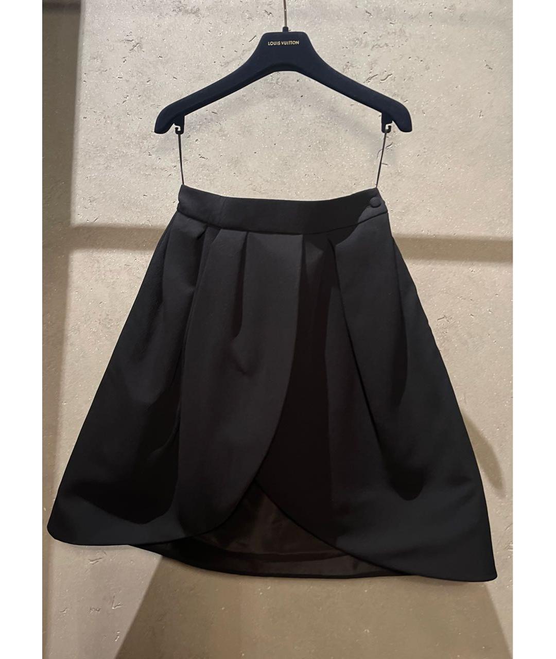 LOUIS VUITTON Черная шелковая юбка миди, фото 8