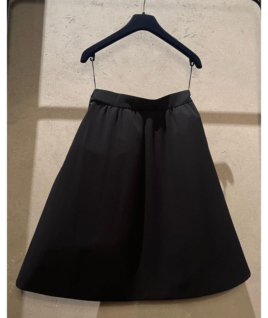 LOUIS VUITTON Черная шелковая юбка миди, фото 3