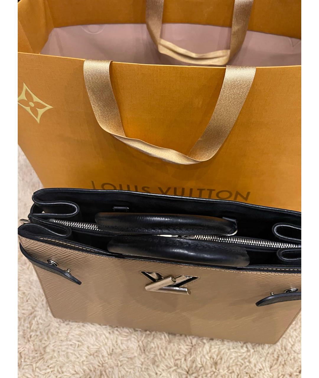 LOUIS VUITTON Бежевая кожаная сумка с короткими ручками, фото 5