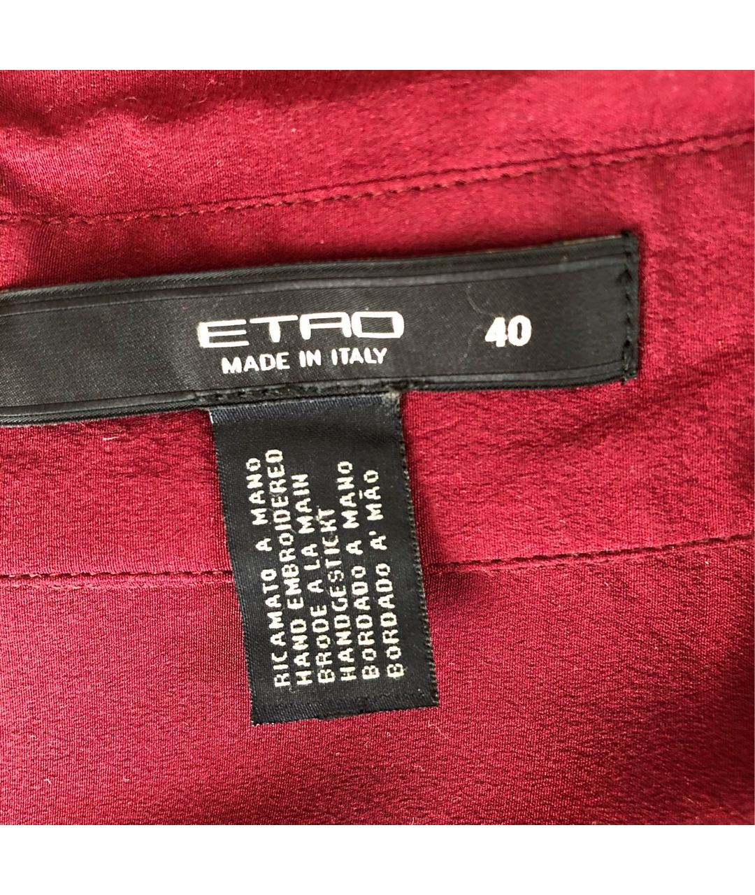 ETRO Бордовая шелковая рубашка, фото 5