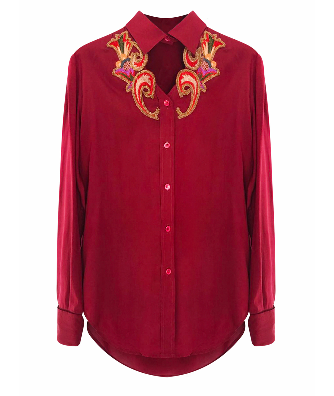 ETRO Бордовая шелковая рубашка, фото 1