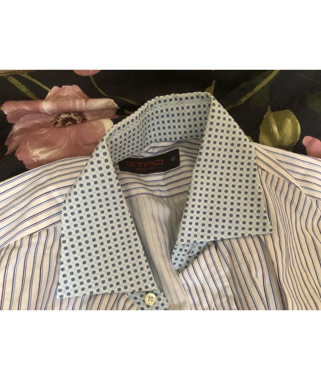 ETRO Голубая хлопковая классическая рубашка, фото 8