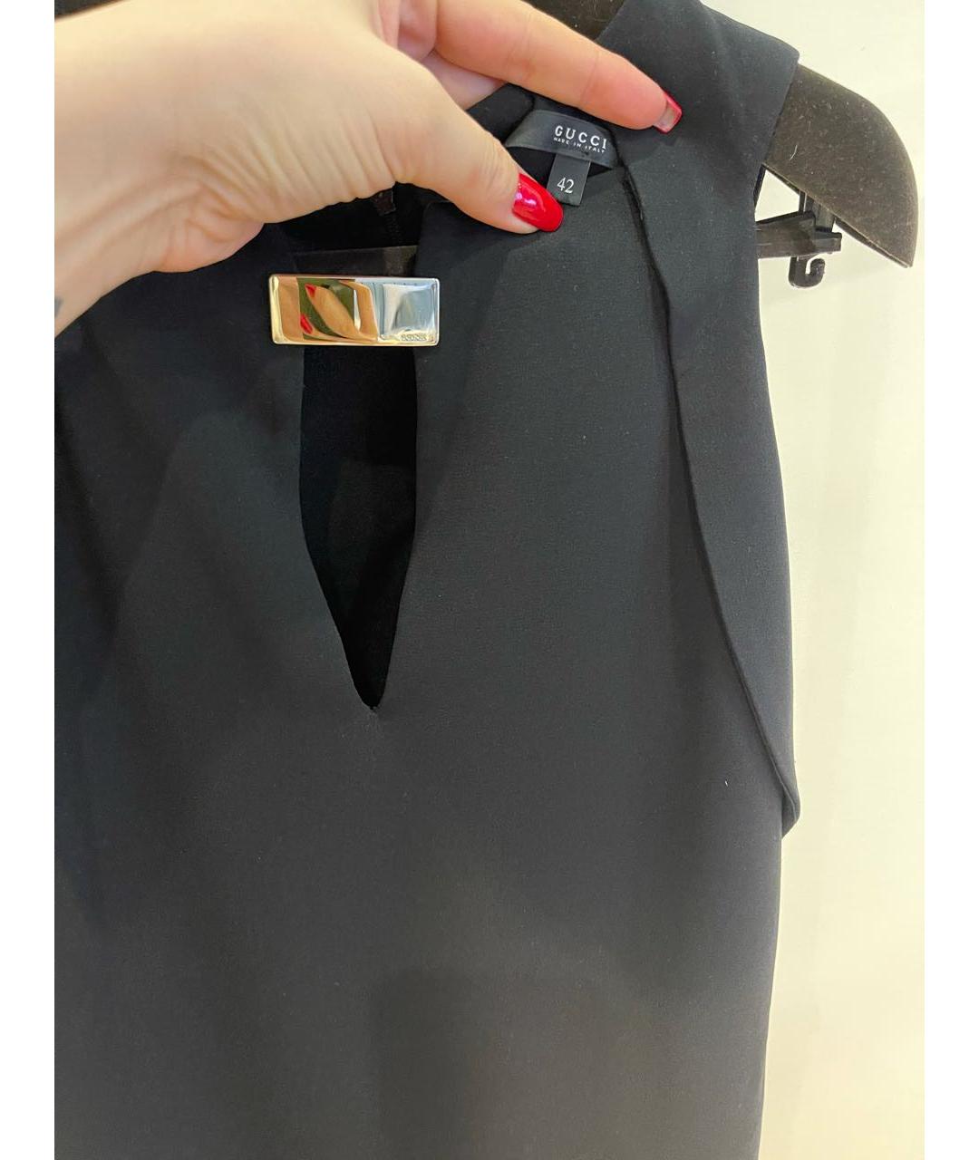 GUCCI Черное шелковое коктейльное платье, фото 3
