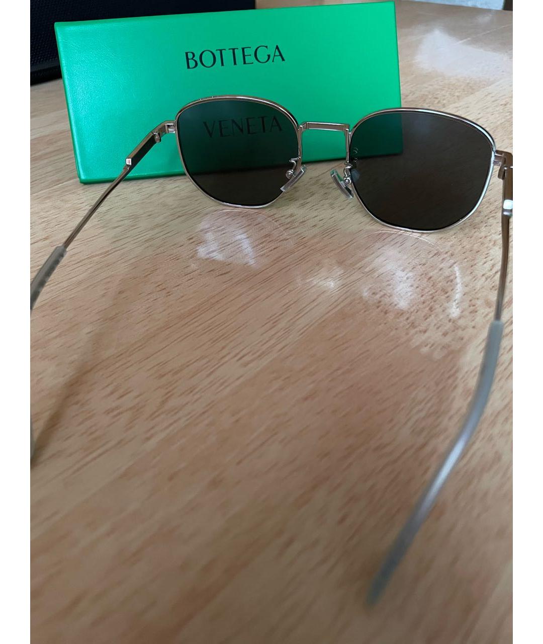 BOTTEGA VENETA Серебряные металлические солнцезащитные очки, фото 6