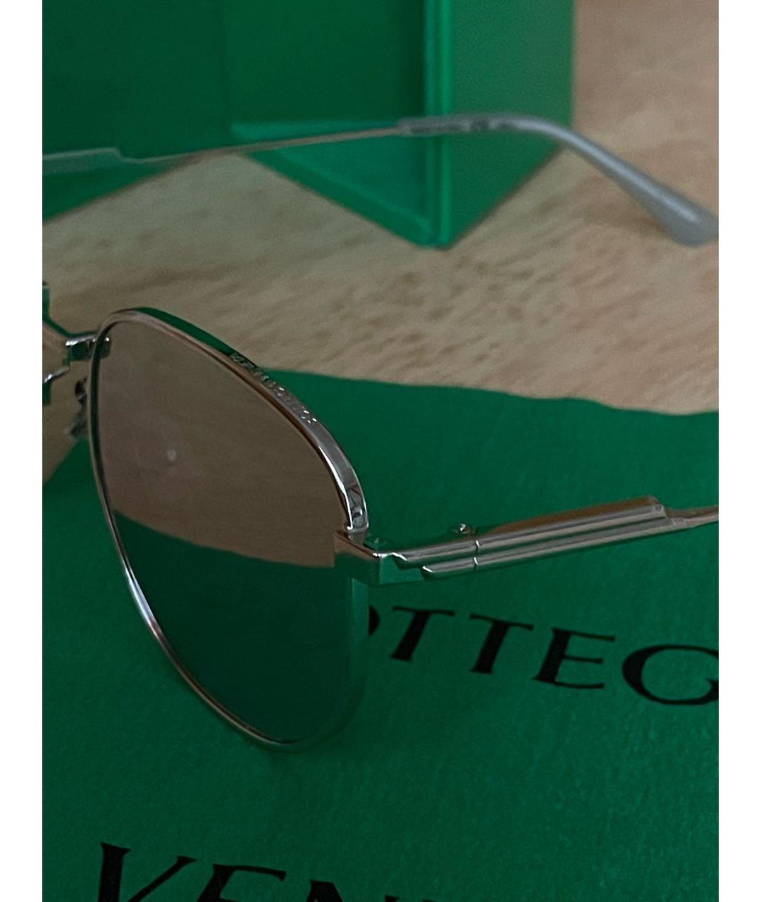 BOTTEGA VENETA Серебряные металлические солнцезащитные очки, фото 3