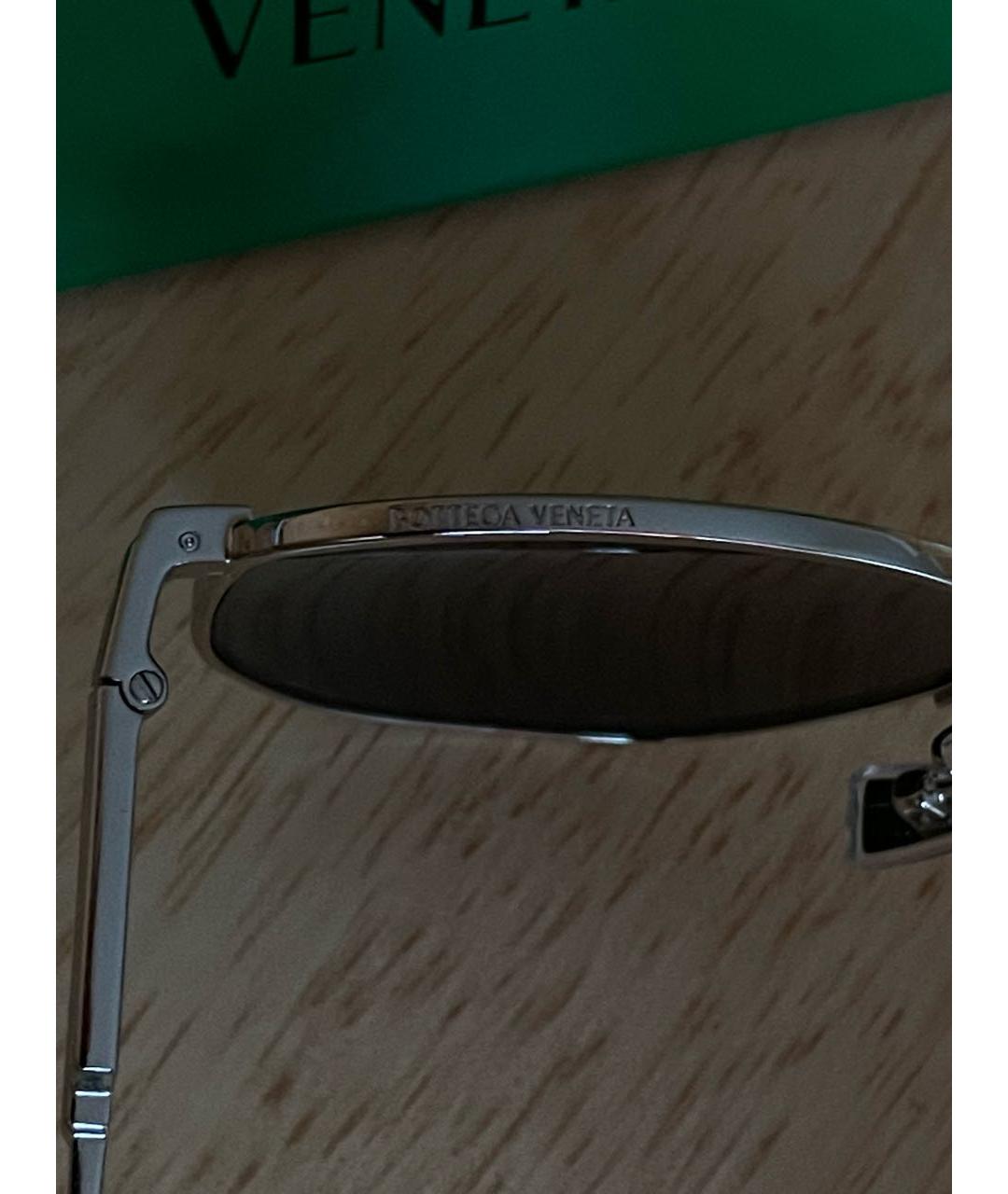 BOTTEGA VENETA Серебряные металлические солнцезащитные очки, фото 7