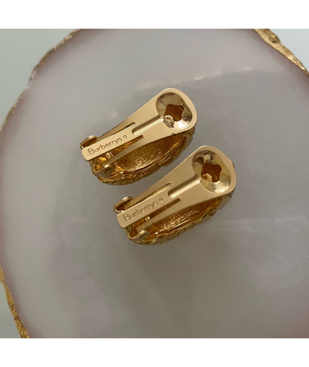 BURBERRY Золотые металлические серьги, фото 3