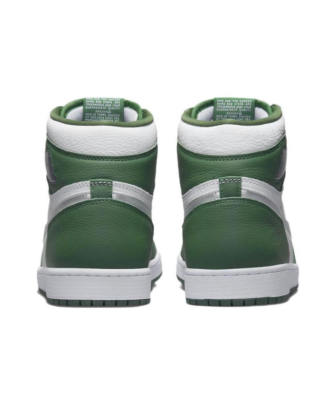 JORDAN Зеленые кожаные высокие кроссовки / кеды, фото 4