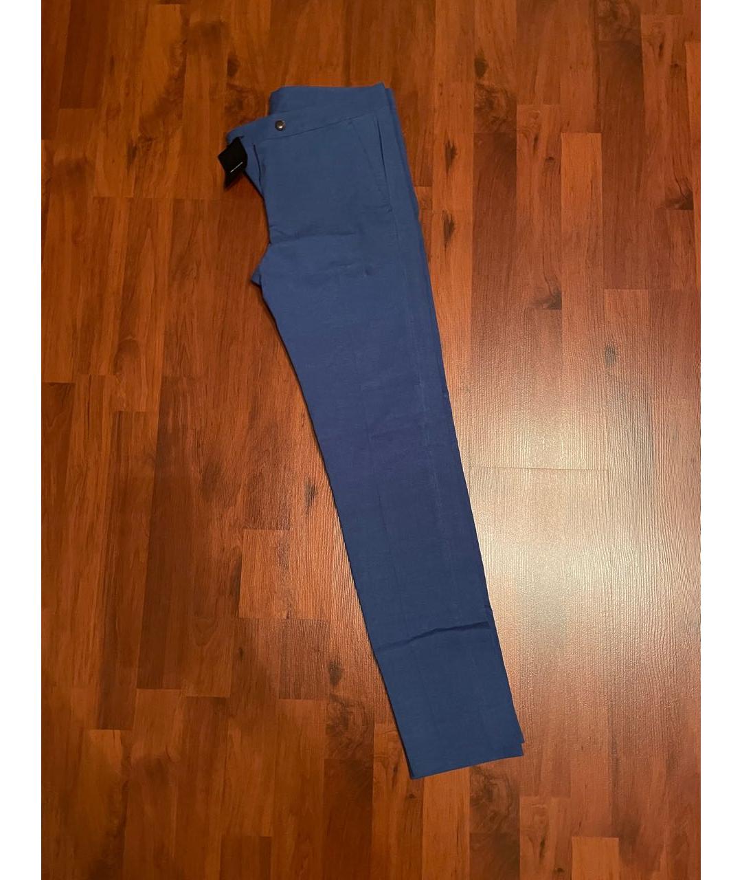 KITON Синие льняные брюки узкие, фото 2