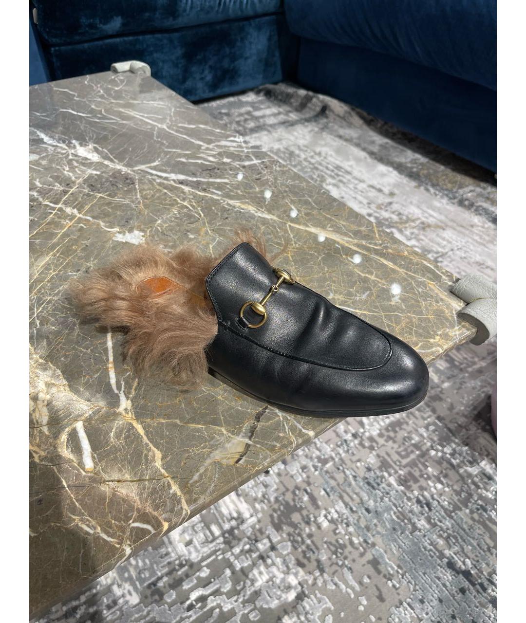 GUCCI Черные кожаные мюли, фото 6