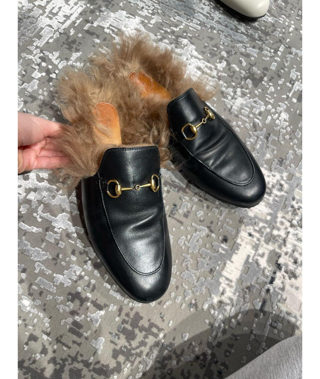 GUCCI Черные кожаные мюли, фото 4