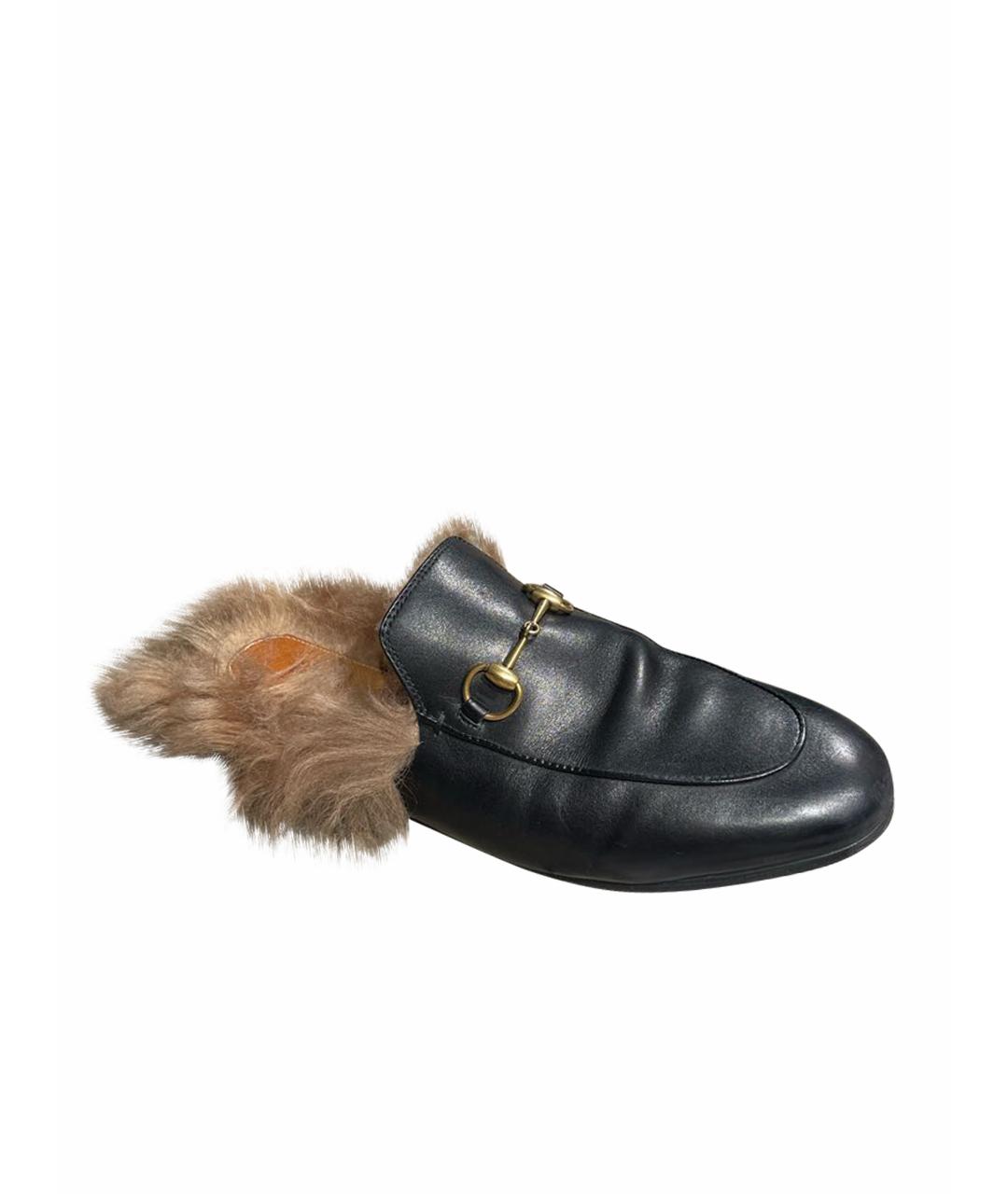 GUCCI Черные кожаные мюли, фото 1