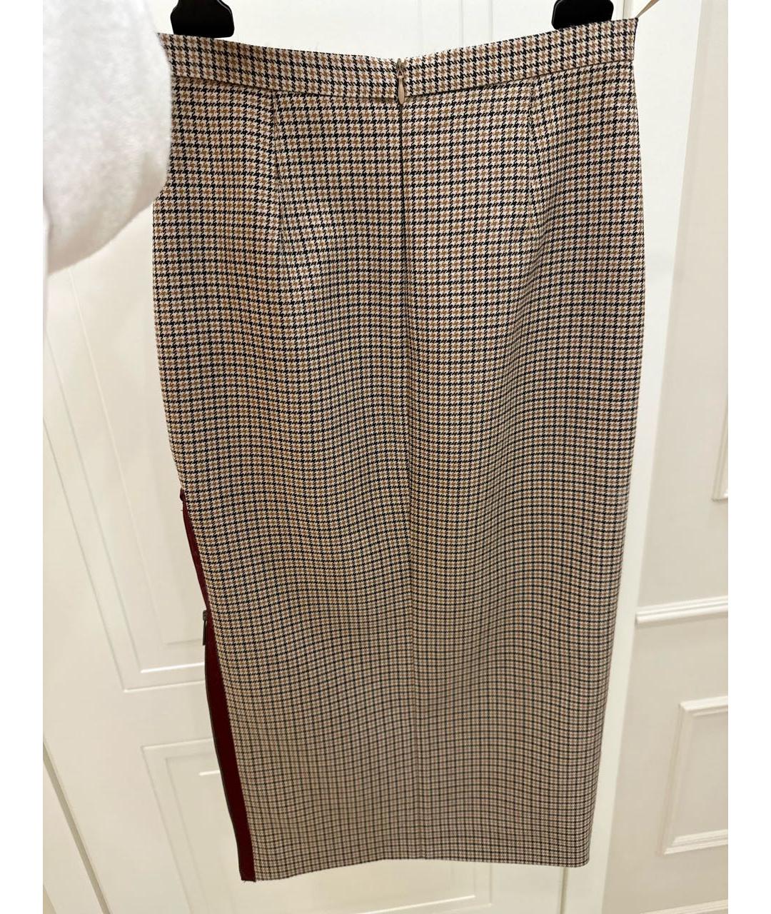 NO. 21 Коричневая шерстяная юбка миди, фото 2
