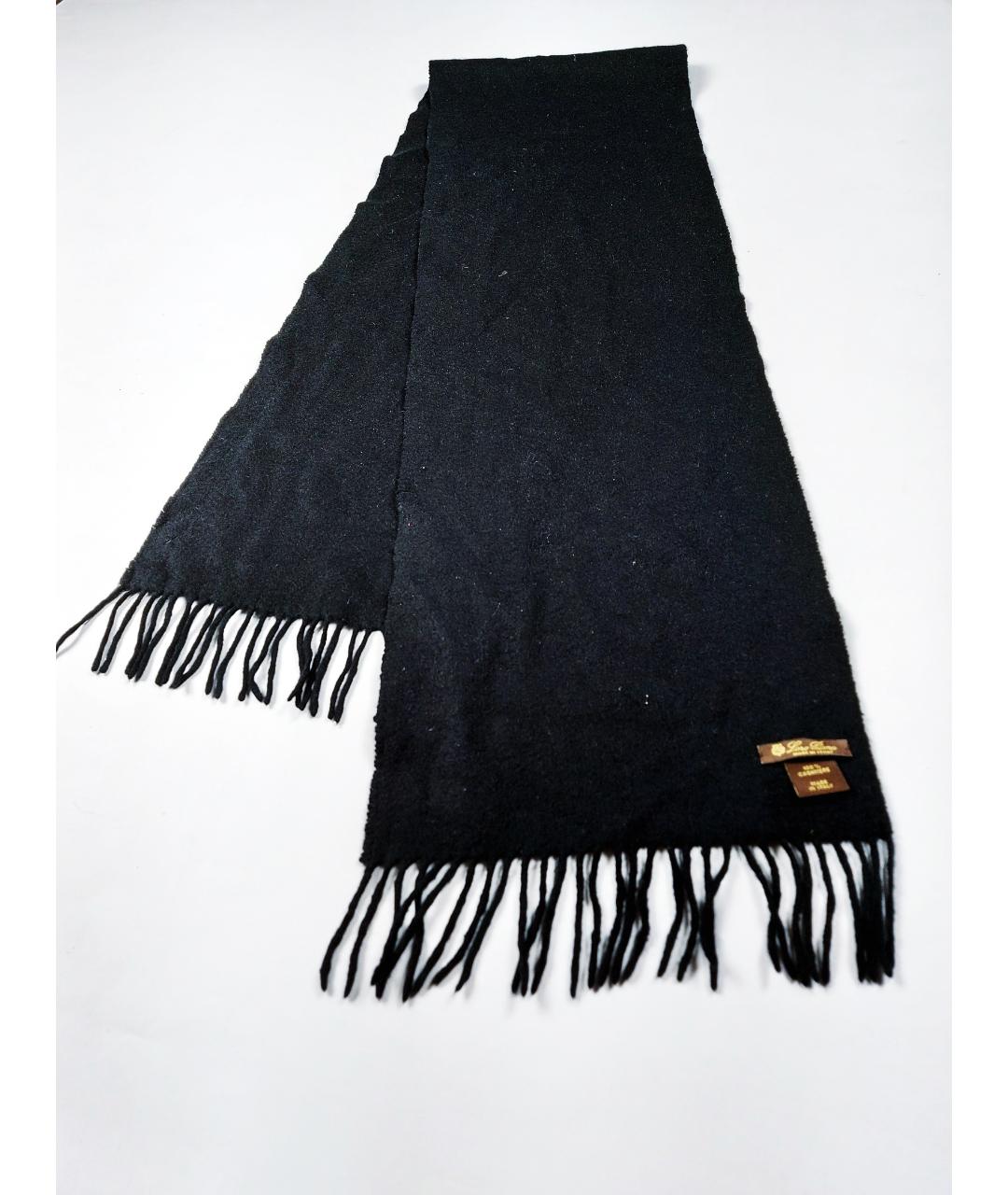 LORO PIANA Черный кашемировый шарф, фото 3