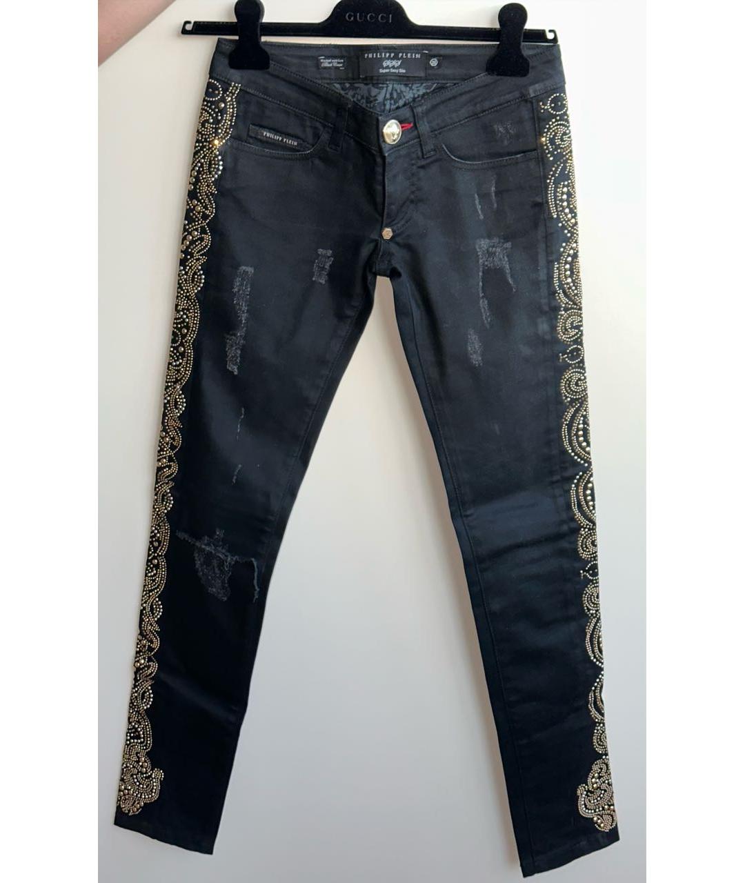 PHILIPP PLEIN Черные хлопко-эластановые джинсы слим, фото 9
