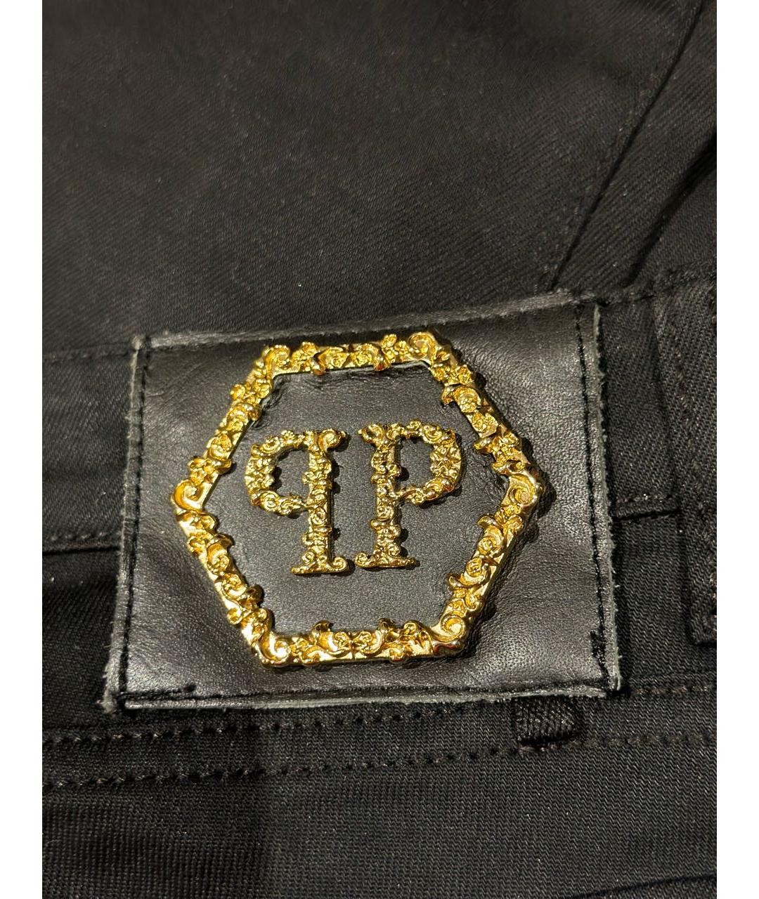 PHILIPP PLEIN Черные хлопко-эластановые джинсы слим, фото 3