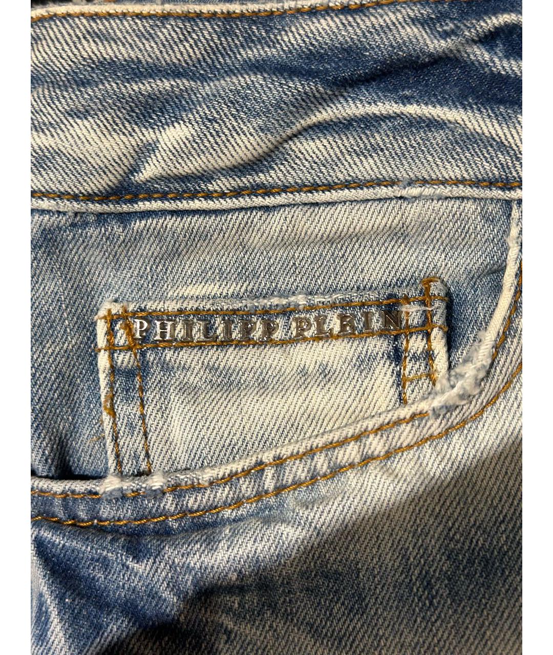 PHILIPP PLEIN Голубые хлопковые прямые джинсы, фото 5