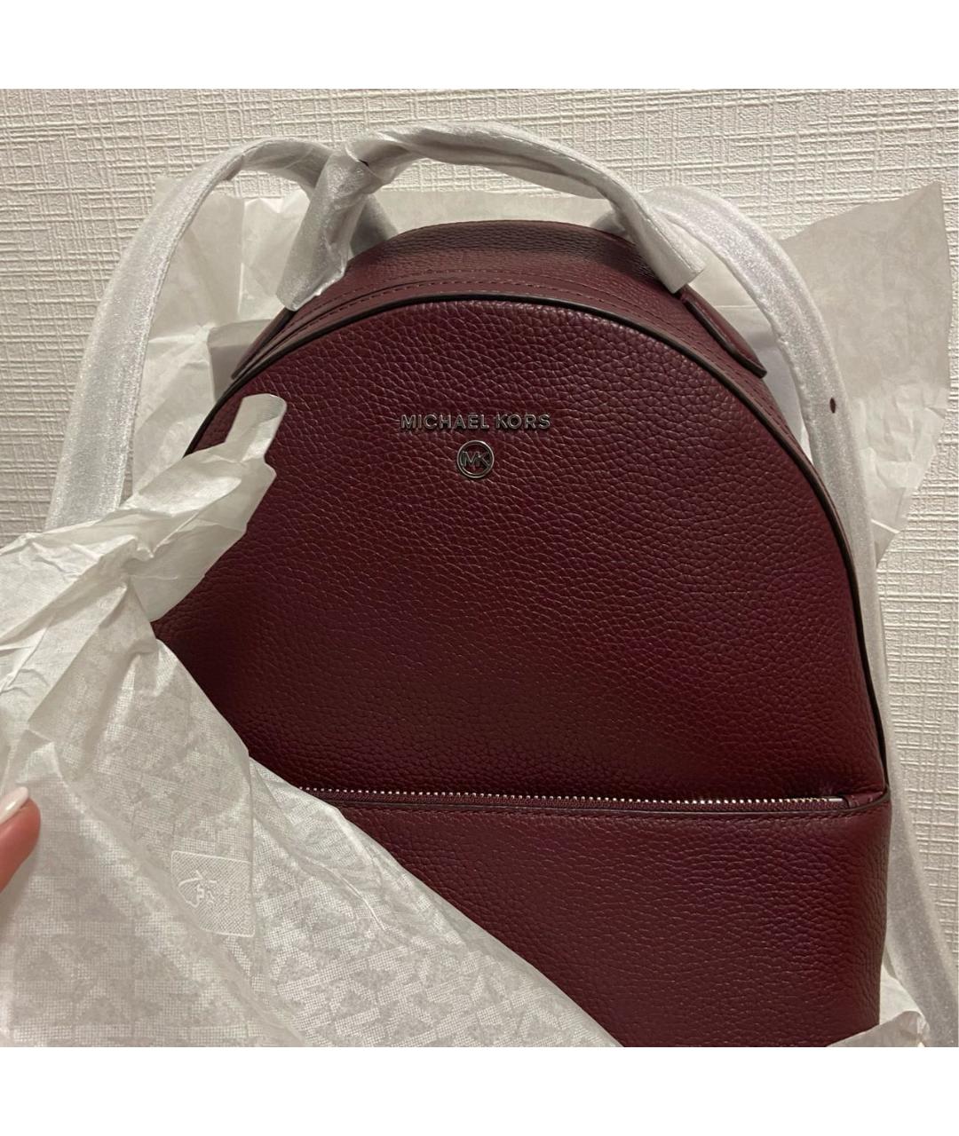 MICHAEL KORS Бордовый кожаный рюкзак, фото 8