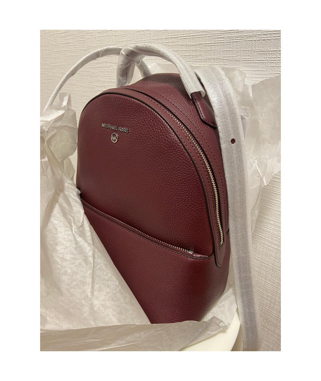 MICHAEL KORS Бордовый кожаный рюкзак, фото 4