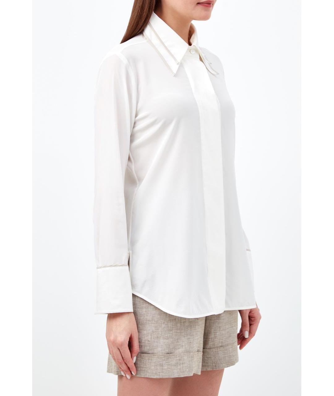 LORENA ANTONIAZZI Белая шелковая блузы, фото 2