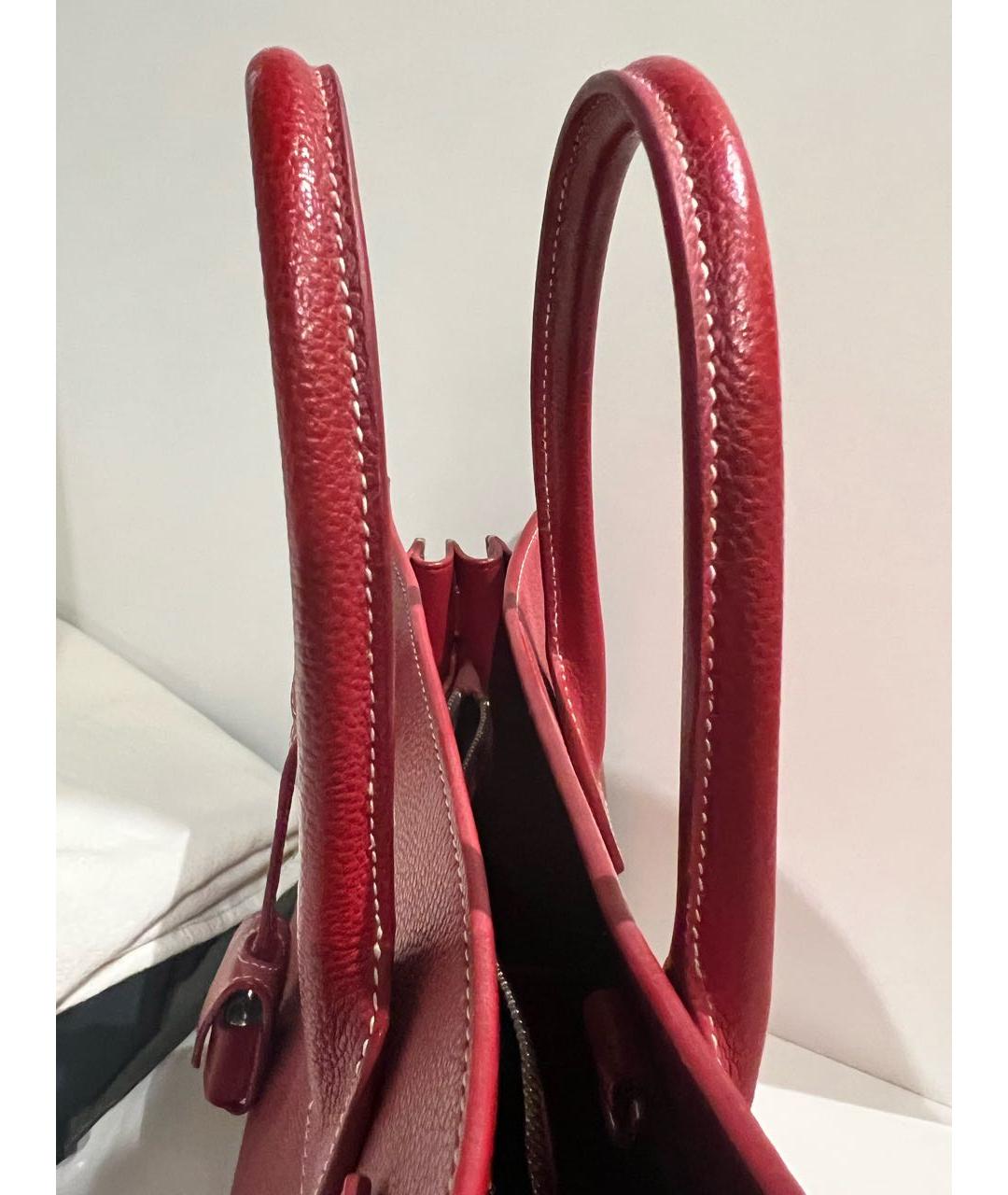 SAINT LAURENT Красная кожаная сумка с короткими ручками, фото 3