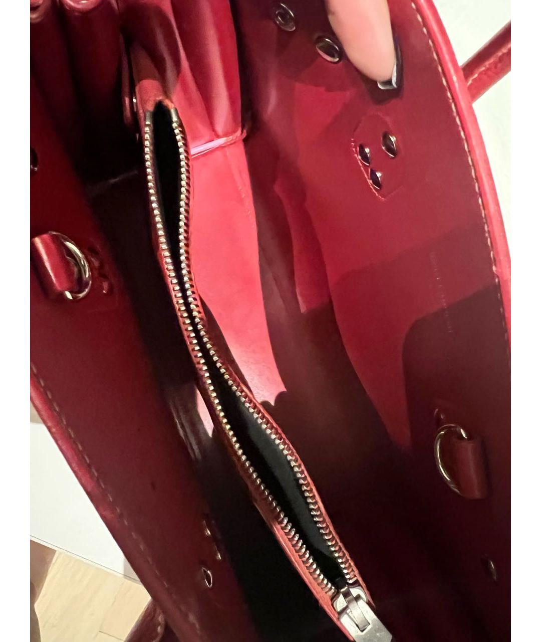 SAINT LAURENT Красная кожаная сумка с короткими ручками, фото 4