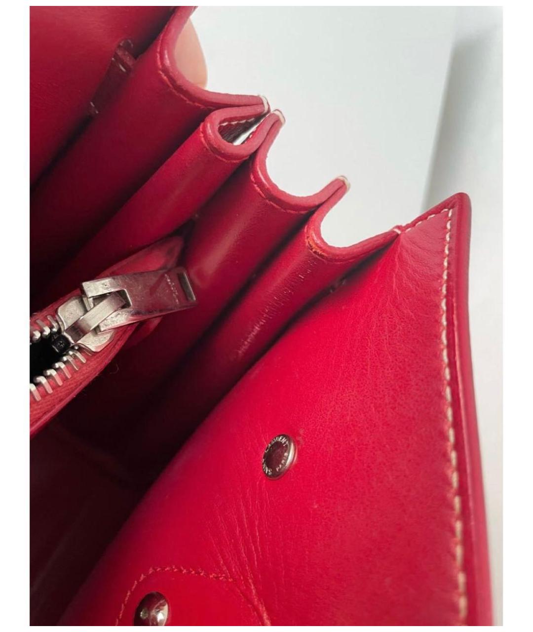 SAINT LAURENT Красная кожаная сумка с короткими ручками, фото 7